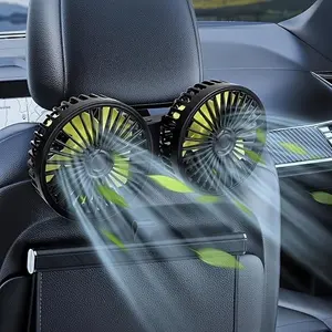 Car Fan for Backseat Kids, Dual Head USB Car Seat Fan, 360° Rotatable Strong Wind Car Rear Headrest Fan for Baby, Air Circulation Fan with Adjustable Clip for Vehicles SUV RV