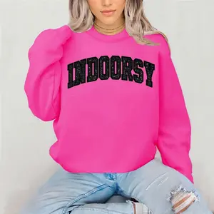 Indoorsy Embroidery with Appliqué sweatshirt womenswear love crewneck Sweatshirt fashion Sweatshirts Casual Long Sleeve Tops Pullover Embroidered Everyday Style Unisex Fit Halloween Fit
