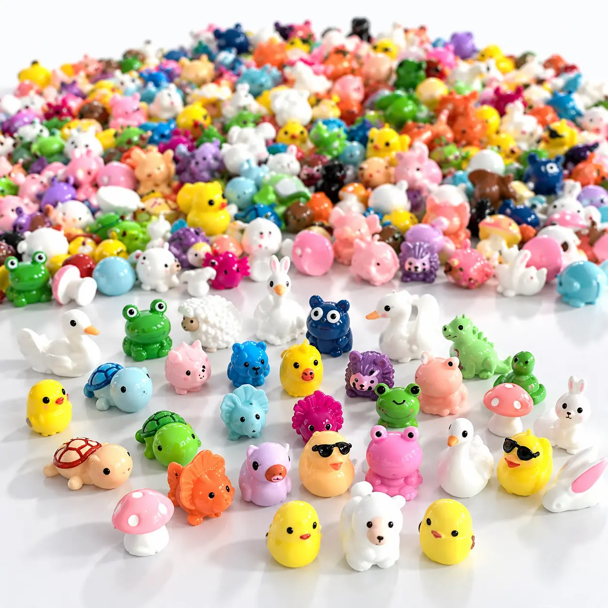 50 Pcs Mini Resin Animal Tiny Resin Animals Figurines Bulk Miniature Little to Hide Small Animal Figures Bulk for Micro Fairy Party Favors Garden Landscape Accessories Dollhouse Crafts Decor