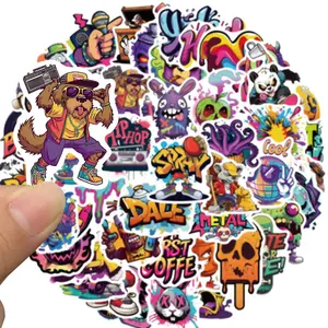 Street Graffiti Hip Hop Music Stickers 50Pcs - Waterproof Laptop Stickers for Laptop Water Bottle Bicycle Skateboard Waterproof Luggage Car Sticker Pack Decal