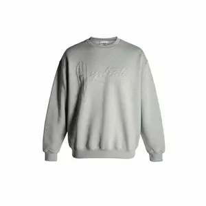 Hydrate Embossed Sweatshirt - Classic Fit, 52% Cotton 48% Polyester, Casual Wear, Grey Color, Comfortable & Durable