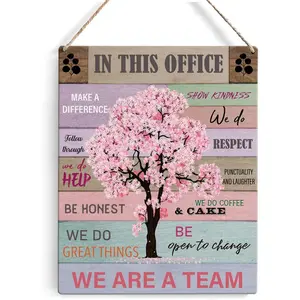 X-OMT34  Let Them Office Quote Pink Tree Signs Wall Decor Desk Accessories Rustic in This Office Make a Difference Wooden Hanging Sign Decoration for Home Office Door 8 x 10 Gift Decorative