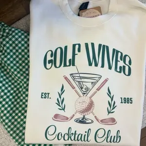 ‘Golf Wives’ Martini Graphic Crewneck Sweatshirt T Shirt Unisex Casual Tee