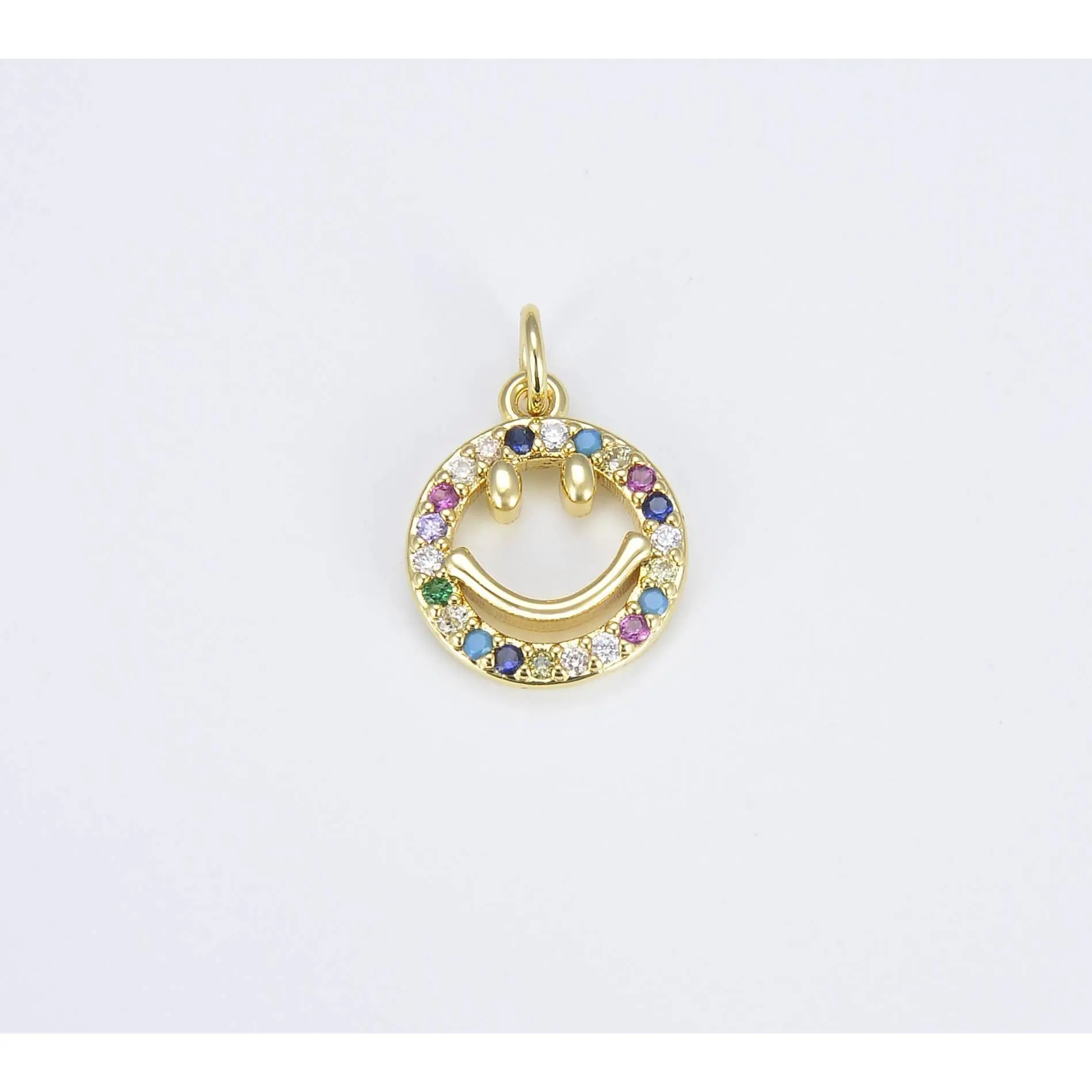 Colorful CZ Smiley Face Charm