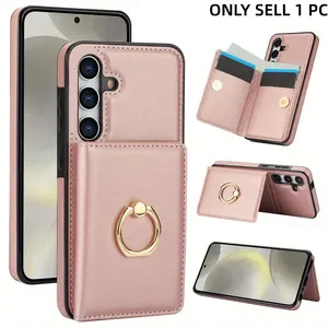Faux Leather Wallet Smartphone Case with 360° Rotating Ring, RFID Blocking & Card Slots, Shockproof Protective Flip Cover for Samsung Galaxy S24 Ultra/S23 FE/S22 Plus/S21/Note 20 Accessories