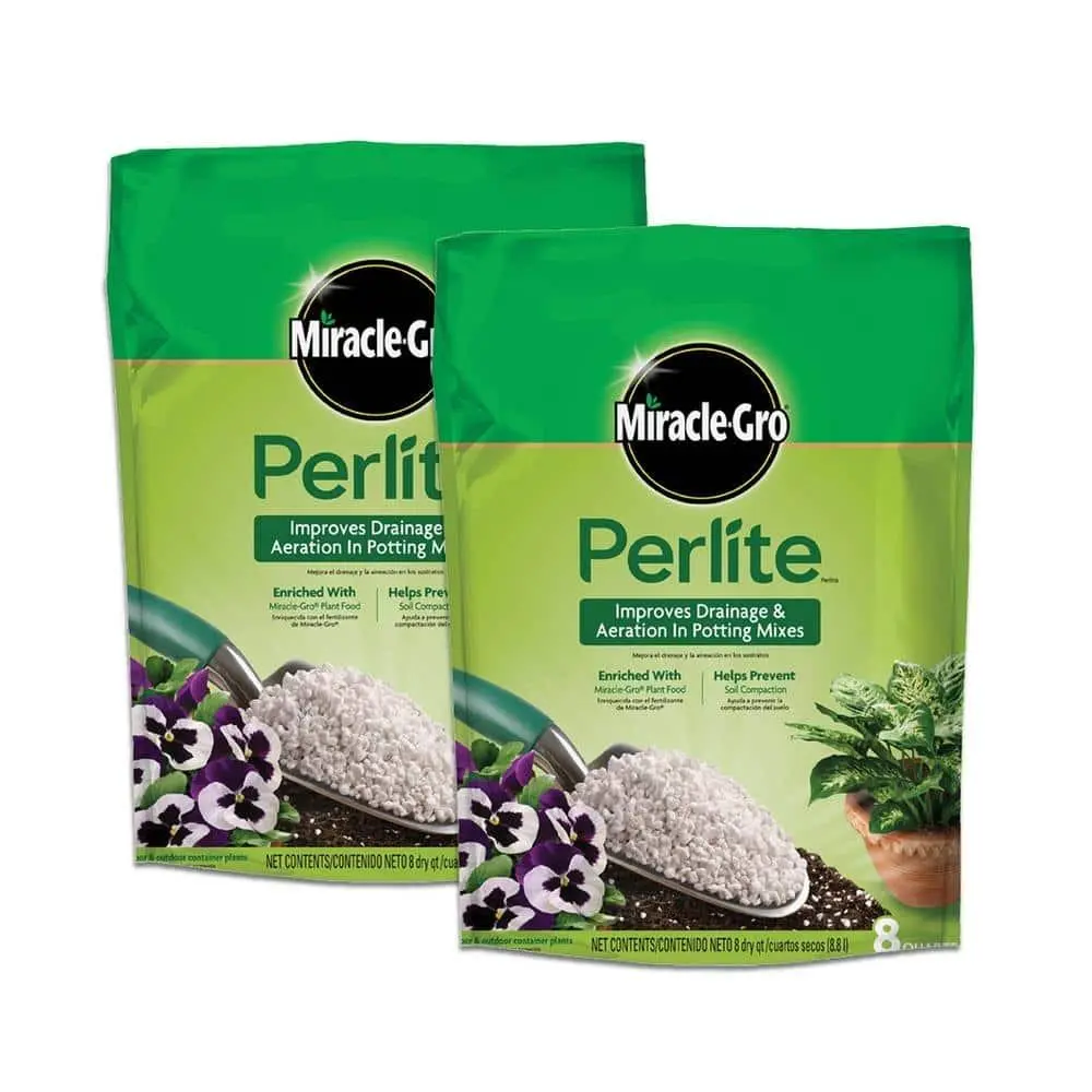 Perlite 2-Pack - Improves Drainage & Aeration in Potting Mixes Enriched with Plant Food 8 oz