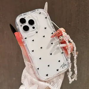 Cute Heart Pattern Phone Case, Butterfly Lanyard, Valentine's Day Christmas Gift, Compatible with iPhone 17/11/12/13/14/15/16/x/XR/11pro/12pro