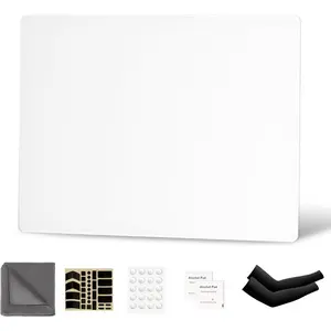 Glass Gaming  Pad, Hard Mousepad for Gaming, 15.7" x 11.8" Ultra-Smooth -Etched Surface Mousepad, Improved Precision & Speed, Anti-Slip Base, White