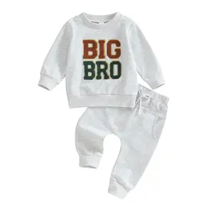 Big Brother Little Brother Matching Outfits Toddler Big/Lil Bro Crewneck Sweatshirt Pants Set Fall Football Clothes
