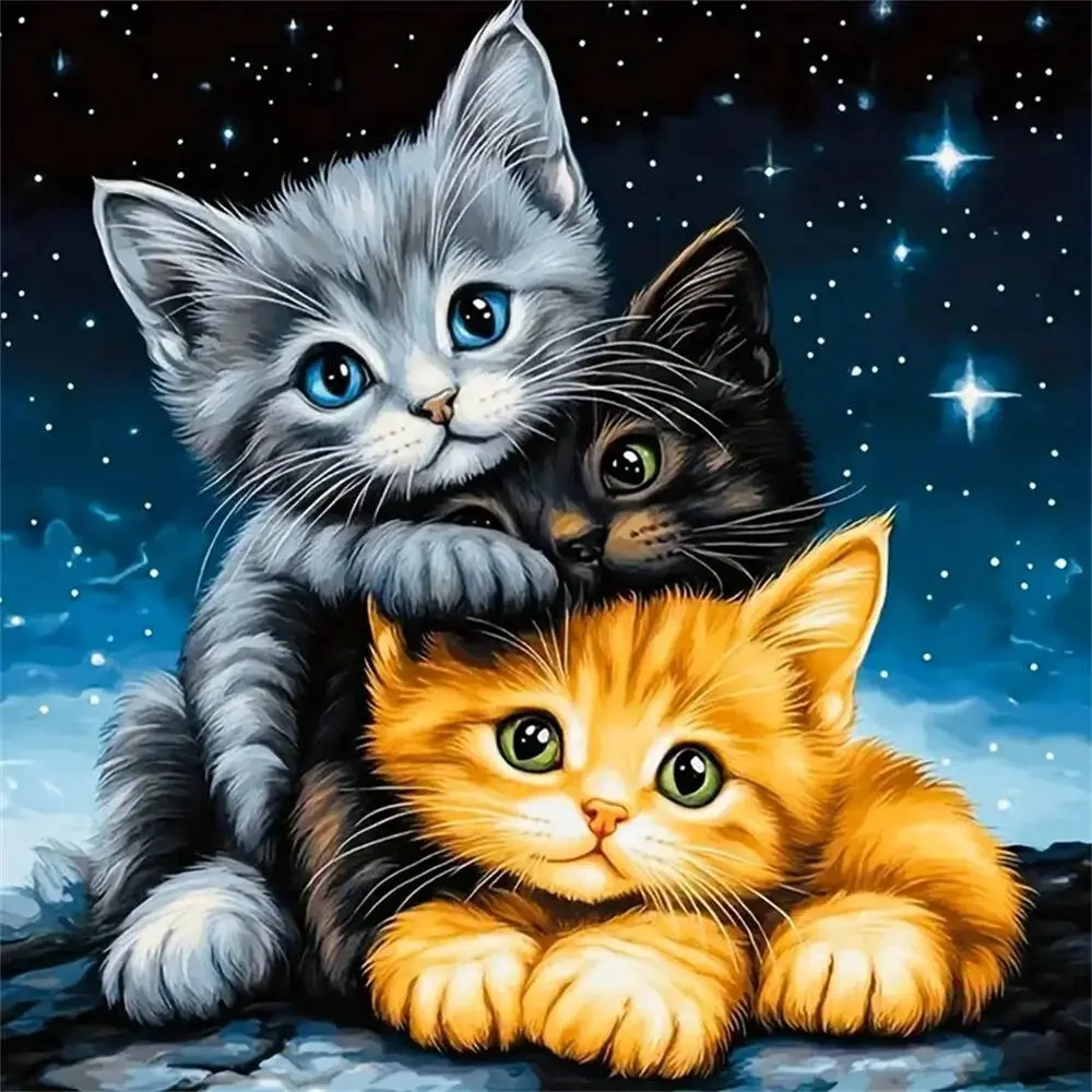 New Arrival Diamond Mosaic Cat Animal Full Round Diamond Painting Cartoon Kit Embroidery Child Hobby Embroidery Craft Kit