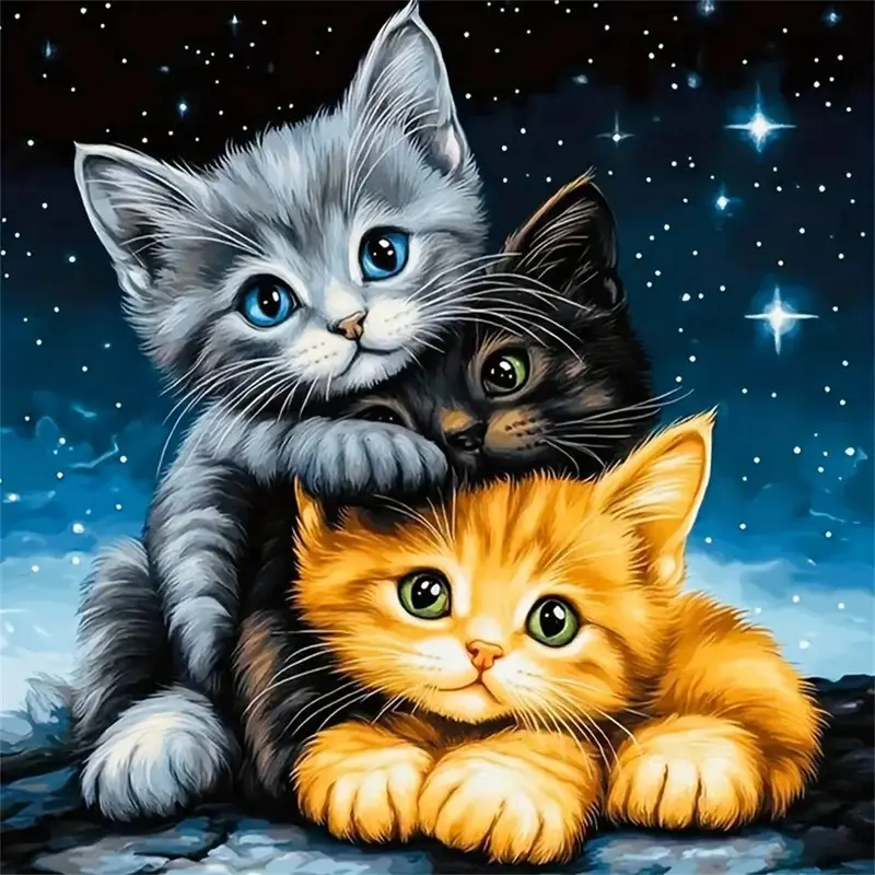 New Arrival Diamond Mosaic Cat Animal Full Round Diamond Painting Cartoon Kit Embroidery Child Hobby Diy Hobbies Kit