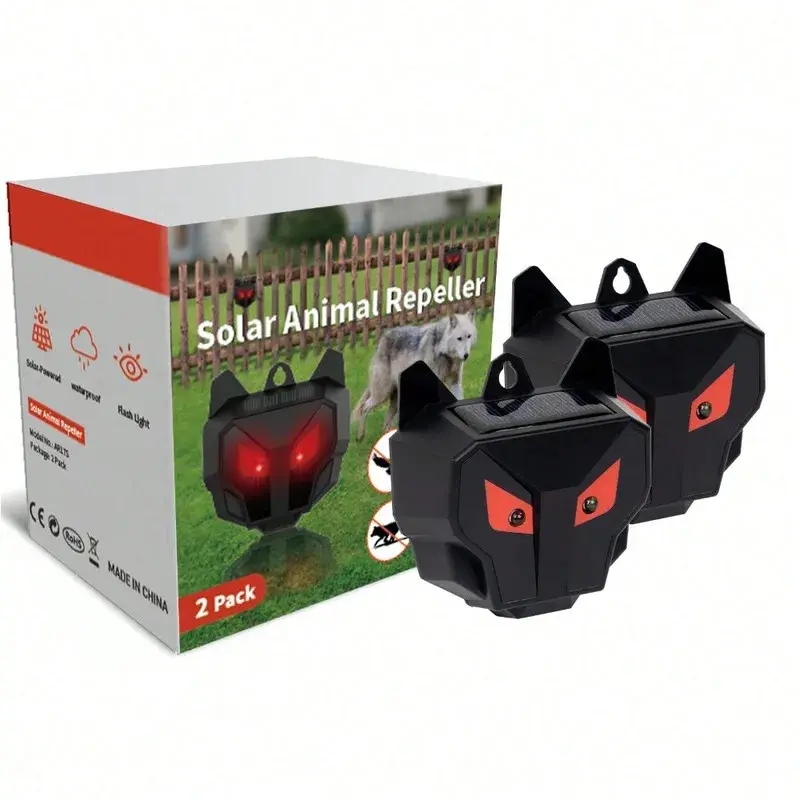 Pack Solar Nocturnal Animal Repeller Outdoor, Predator Deterrent with Red Lights, Wild Animals Repellent