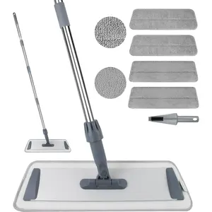 Microfiber Flat Mops for Floor Cleaning, Wet Dry and Dust Mop with 4  Washable Pads, Bathroom Kitchen Mop with Long Stainless Steel Handle for Laminate Hardwood Wooden Wall Vinyl Tile