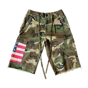 Americana Camo Pleated Rhinestone Shorts.
