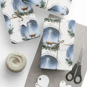 Luke 2,11 | Silent Night Gift Wrap with Baby Jesus Manger | Nativity Christmas Gift Wrap with Scripture