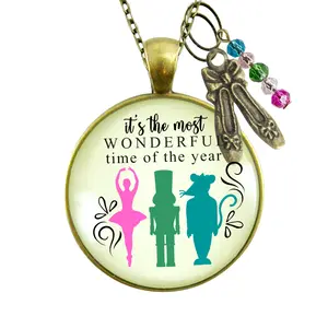 Nutcracker Ballet Gift Necklace Holiday Tradition Handmade Pink Pendant Jewelry Ballet Slipper Charm