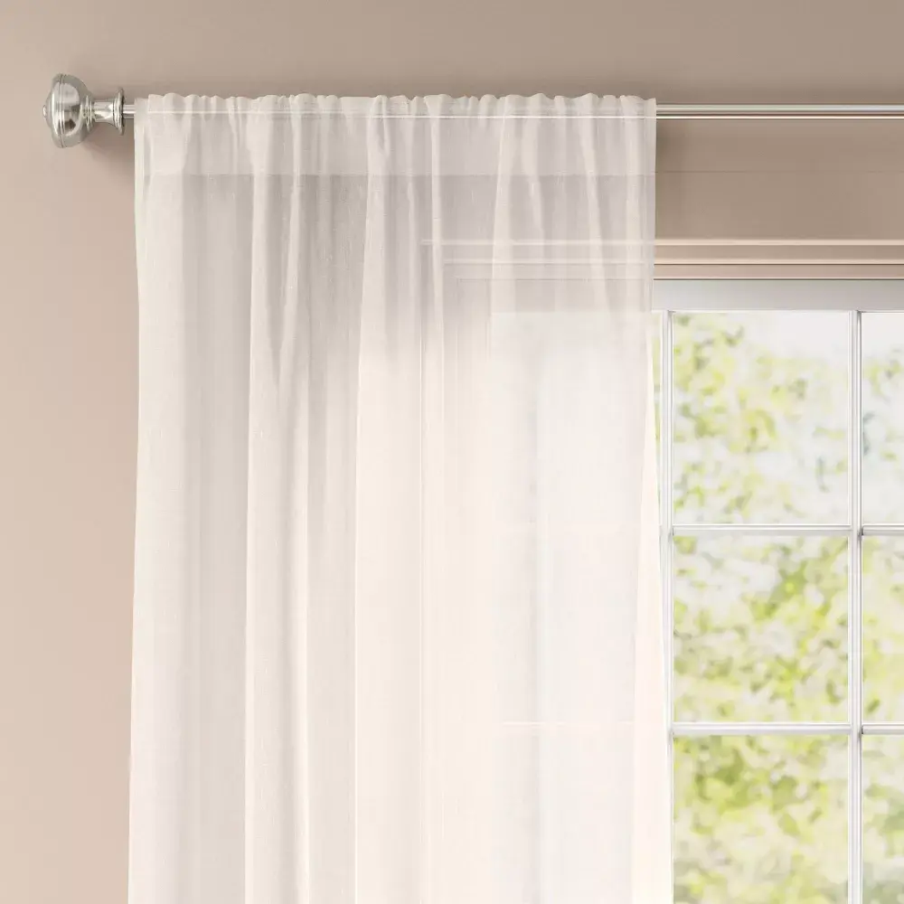 54"x108" Light Filtering Textural Sheer Curtain Panel Ivory - Threshold: Solid Recycled Polyester Rod Pocket