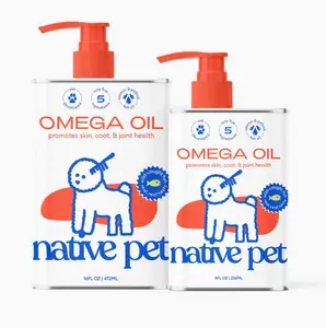 Native Pet Omega Oil 16Oz/8Oz - Supports Skin Coat Joint & Heart Health Easy Application Tasty Clean Dosing for Dogs 16 FL OZ / 472ML Canine Nutritional Supplement