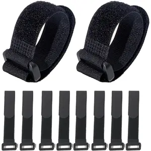 Fastening Nylon Strap with Buckle,10Pack Reusable Self-Adhesive Hook and Loop Cable Securing Straps,Adjustable Cinch Straps for Cords Organized and Tidy(1" x 8")