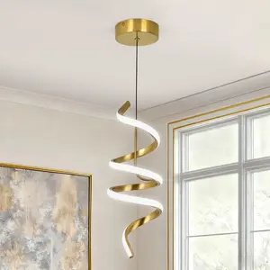6000K Spiral LED Pendant Light (1PACK)| Modern Minimalist Statement Light for Staircase Foyer  Kitchen Island