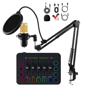 F9 Game Mixer, Streaming Mixer, Dj Interface Sound Card 48V for PC Phone Karaoke Studio Recording Live Podcast for Podcast/Recording/Game Voice/Youtube/TikTok