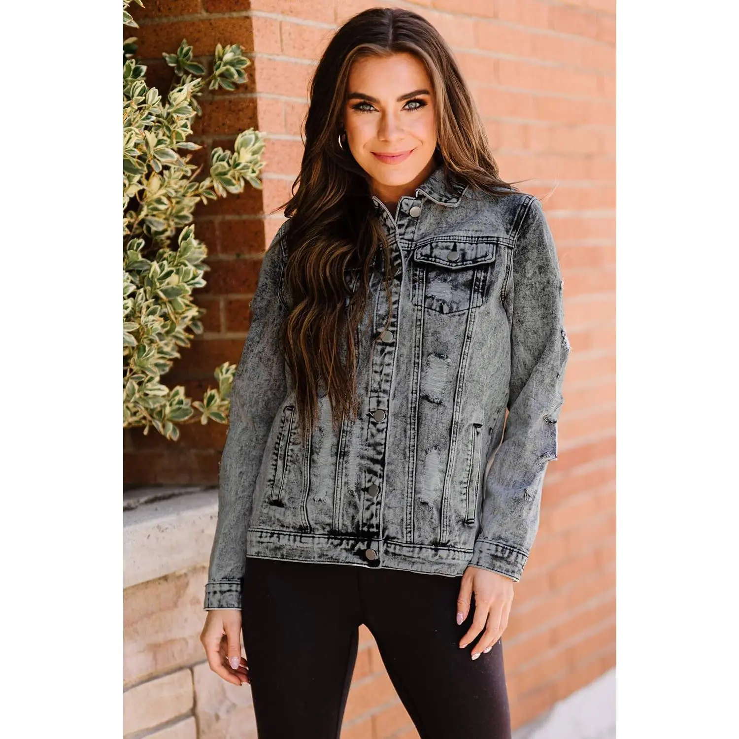 Acid Wash Distressed Denim Jacket