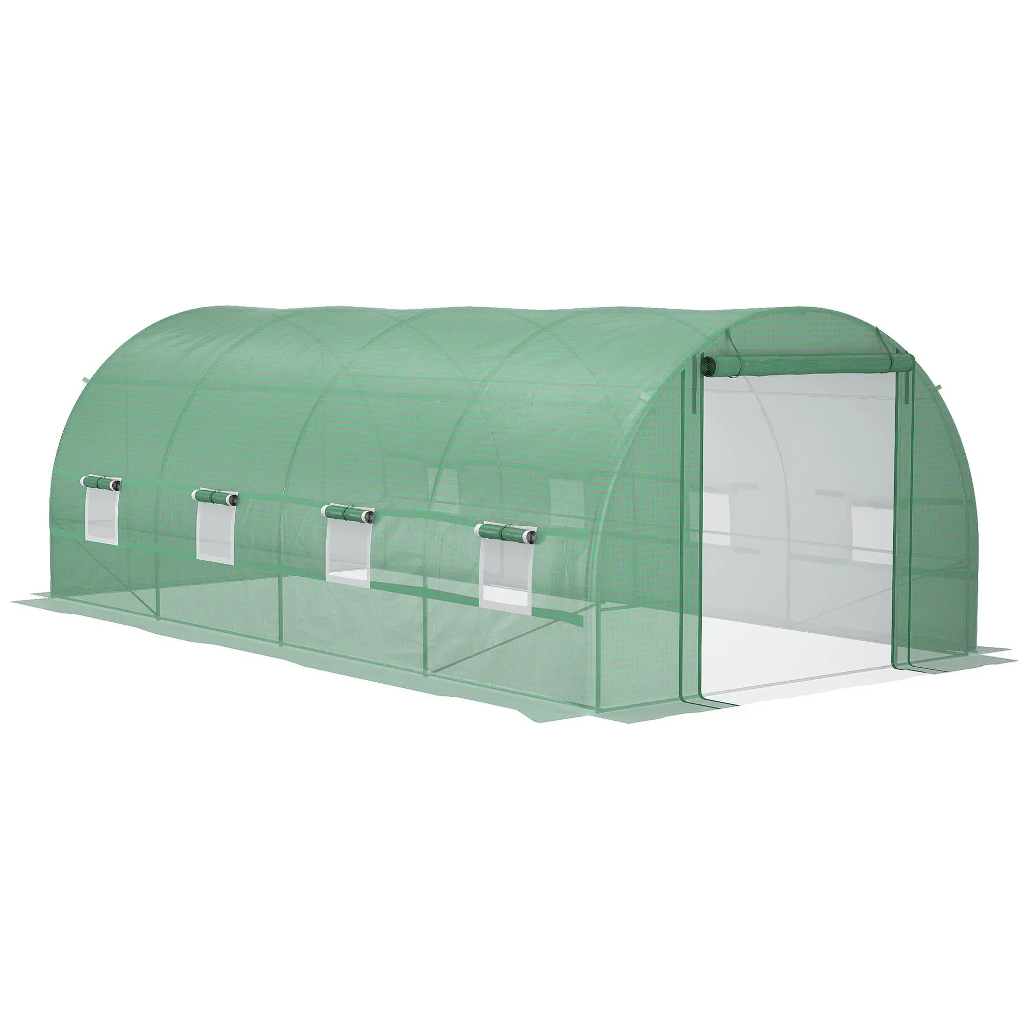 Outsunny Extra-Large Walk-In Tunnel Greenhouse Kit (234.25" L x 118" W x 82.75" H) - Home Backyard Garden Solution with Galvanized Steel Frame, Zipper Door, 8 Mesh Windows, Sun Protection, Controlled Ventilation, Weed Control, Outdoor