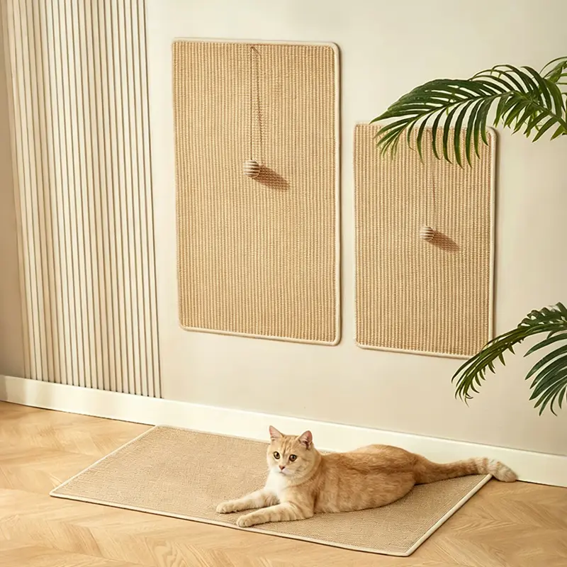 Natural Sisal Wall-Mounted Self-Adhesive Cat Scratching Mat, Furniture Guard, Sturdy Pet Scratcher for House Cats, Maintains Home's Appearance
