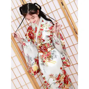 Girls Japanese Style Kimono Flower Print Dress with Belt Halloween Gift Regular Fit 100% Polyester All-season Hand Wash BJ29889