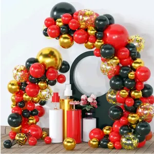 DIY Red, Gold and Black Balloon Garland Set Decor