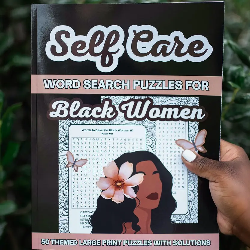 Self Care Word Search for Black Women: 50 Theme Large Print Puzzles with Solutions