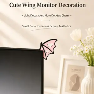 Gothic Bat Wings Screen Decor | Kawaii Gaming Setup Accessories | Cool Devil Wings for Computer & Car Screen | Spooky Cute Desk Aesthetic Ornament