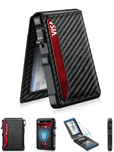 summervibes-Men's Slim Wallet, Metal Bifold, Removable Cardholder, Minimalist Wallet