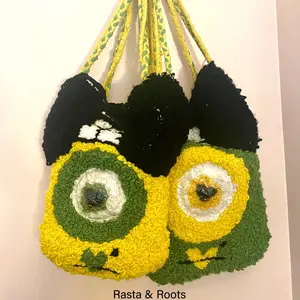 “The Vision”- Punch Needle Back Purse: Lg Rasta ( Yellow )