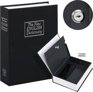 10.5 Inch Diversion Book Safe with Key Lock, Secret Safe Metal Lock Box,Money Storage Collection Box,10.5" X 7.8" X 2.6" Black Extra Large GTlight