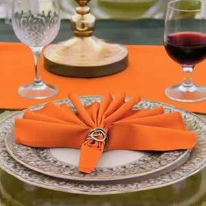 Orange Cloth Napkins Washable 210GSM Heavy-Duty Solid Table Napkins Cloth Bulk, Reusable Napkins with Hemmed Edges for Dinner, Holiday, Wedding, Party & Everyday Use