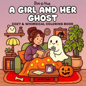 Boo & Hue: A Girl and Her Ghost: A Cozy & Whimsical Coloring Book for Adults & Teens: Featuring Whimsical Scenes of Friendship, Everyday Adventures
