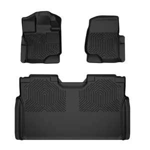 TPE Custom Weatherbeater Floor Mats, Black Anti-Slip Car Interior Accessory, Fits 2015-2024 Ford F150 Super Crew (94041), Truck Accessory Automotive