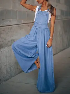 The Meg Wide Leg Denim Overalls