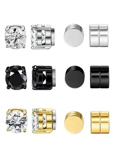 6MM Magnetic Earrings for Men Women Shiny Round Cubic Zirconia Stud Earrings for Non-Pierced Ears Hypoallergenic Stainless Steel Fake Earrings Not Easy to Fall off, Stud Earring Jewelry Non Piercing Earrings Ear Clips