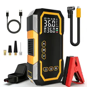 Car Jump Starter with Air Compressor,Car Battery Jump Starter (9.0 Gasoline/6.5L Diesel) with 150PSI Digital tire inflator Portable,12V Power Pack Car Jump Box Charger with LCD Display, Lights - Car Emergency Tools!