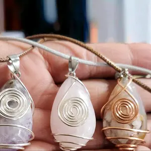 Handcrafted Wire Wrapped Crystal Pendants with Unique Natural Crystals