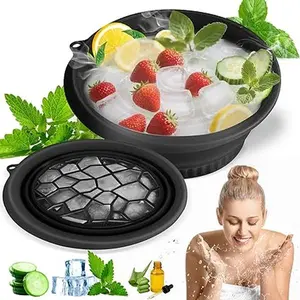 Silicone Ice Face Bowl with Built in Ice Tray Collapsible Facial Ice Bath Spa Tool Portable