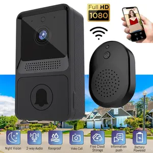 Smart Wireless WiFi Doorbell Intercom Video Camera Door Ring Bell Chime Security,1080HD, PIR Human Detection, 2.4Ghz WiFi, Battery-Powered Smart Doorbell