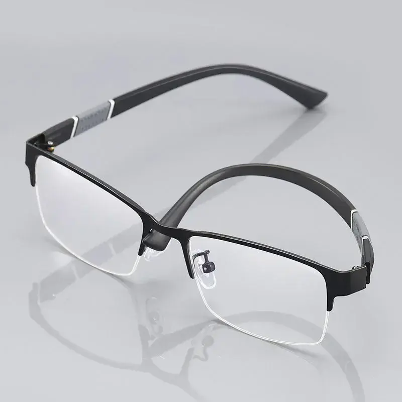 TR90 Myopia Glasses for Men – Anti Blue Light Half Frame Prescription Eyewear, Lightweight Business Reading Glasses, Diopter -0.00 to -4.00