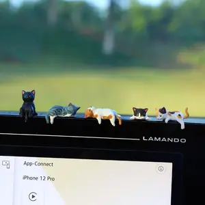 A set of five cute and super cute cat car screen ornament car central control display doll car cartoon doll decoration