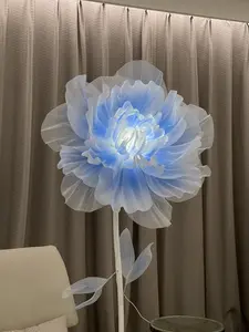 【Dancing Petals】BABYBLUE 32inches Silk Satin Floor flower, Floral Fabric Art Display Cabinet for Bedroom christmas gift