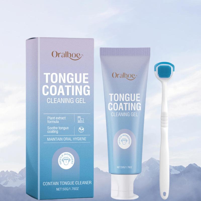 Tongue Cleansing Gel with Tongue Scraper, Oral Care Gel for Freshing Breath, Daily Oral Care Product for Adults, Oral Cleaning Product