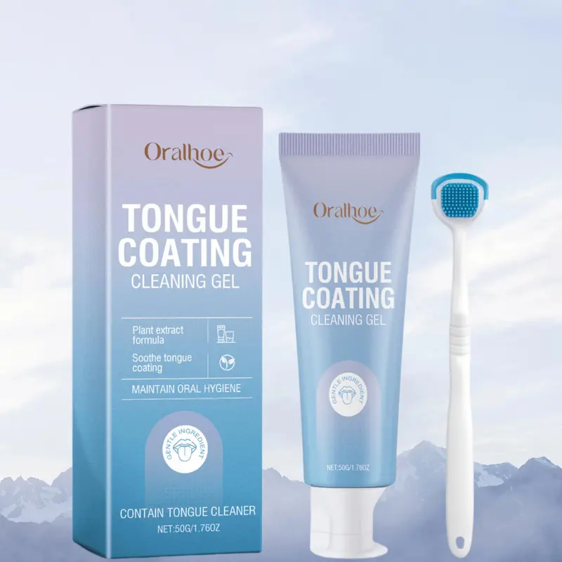 Tongue Cleansing Gel with Tongue Scraper, Oral Care Gel for Freshing Breath, Daily Oral Care Product for Adults, Oral Cleaning Product