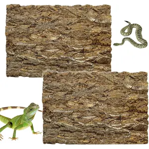 2 count 15.7"L x 11.8"W Cork Tile Background Bark Reptile  Background Terrarium Backdrop Wall Decor  Reptile Climbing Mat for Spider Gecko Lizard Chameleon Bearded Dragon Turtle Snake